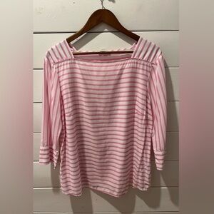 Tom Tailor stripped White & pink  blouse size Xl